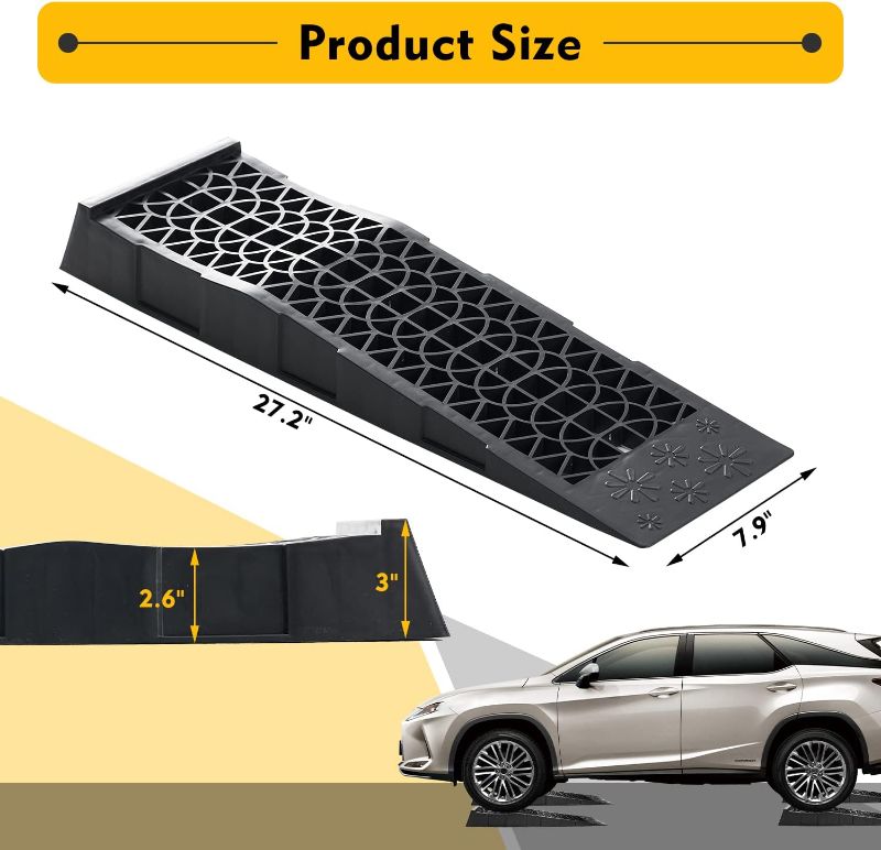 Photo 1 of Donext Ramps Low Profile Plastic Car Service Ramps 3 Ton Truck Vehicle - 2 Pack