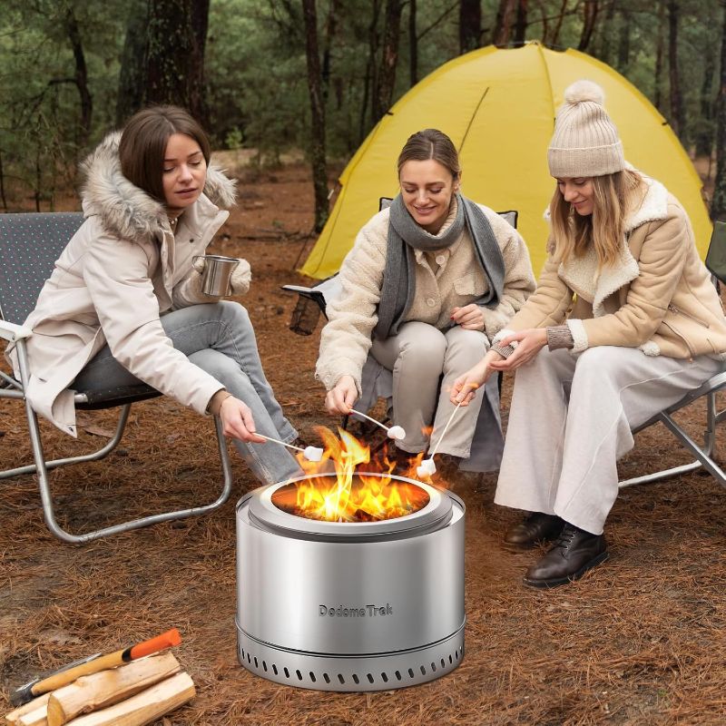 Photo 1 of Smokeless Fire Pit, Portable Firepit Outdoor, 27 Inch Olive