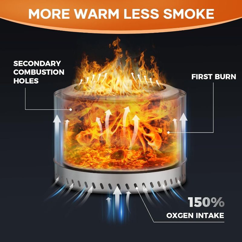 Photo 1 of Smokeless Fire Pit, Portable Firepit Outdoor, 27 Inch Olive