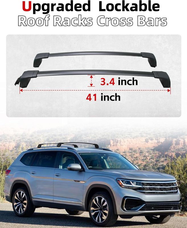 Photo 1 of 165 lbs Upgraded Crossbars Fit for VW Volkswagen Atlas 2018-2025 Aluminum Roof Rack Cross Bars Cargo Carrier for Kayak Bike Canoe Ski Snowboard Accessories