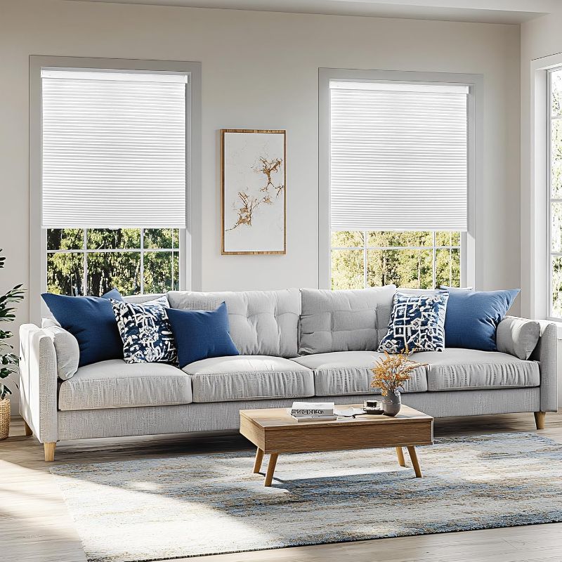 Photo 1 of Grandekor No Tools No Drill Cordless Cellular Shades,29" W x 64" H,Blackout Honeycomb Blinds for Indoor Windows,UV Protection Privacy No Drill Blinds for Home,Door,White