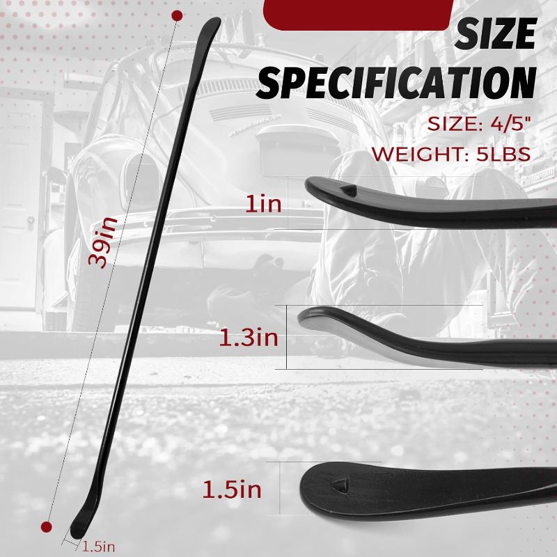 Photo 1 of 2 Pcs tire mounting Tools, Semi Tire Changing Tools. Heavy Duty tire Iron for tire Tools for Changing Tires. 39 Inch x 4/5 Inch, Black
