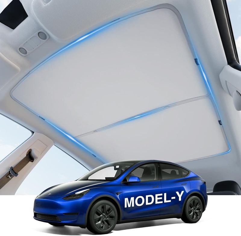 Photo 1 of Sunshade Roof for Tesla Model Y Accessories No Sag Sun Protection Roof Shade Heat Insulation Foldable Roof Sun Shade Car Accessories