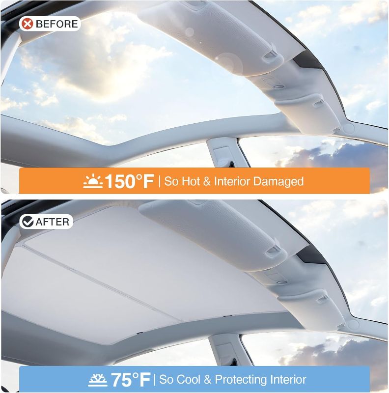 Photo 1 of Sunshade Roof for Tesla Model Y Accessories No Sag Sun Protection Roof Shade Heat Insulation Foldable Roof Sun Shade Car Accessories