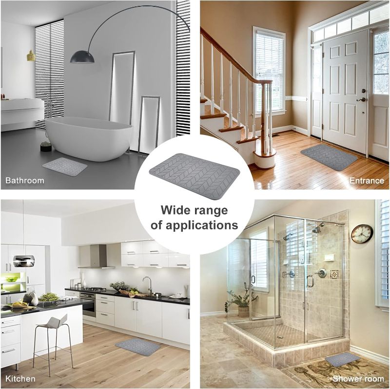 Photo 1 of 2 Pack Diatomaceous Earth Shower Mat, Stone Bath Mat, Nonslip Super Absorbent Fast-Drying Hard Bath Mat for Bathroom Shower Floor, 24 x 16 inch, Grey Arrow Design