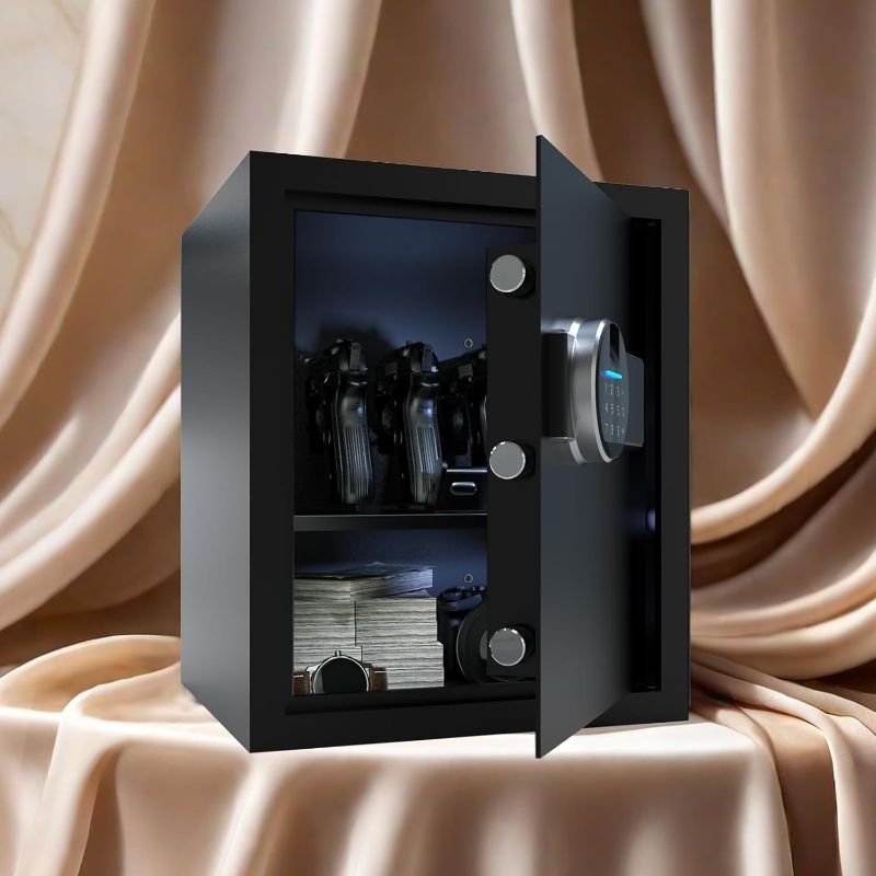 Photo 1 of Biometric Fingerprint Safe Box, 1.42 Cubic Feet Smart Safes Modern Minimalism Design Touch Screen Safe with Digital Virtual Password Steel Security Money Safes Lock Box for Home, Wardrobe, Office
