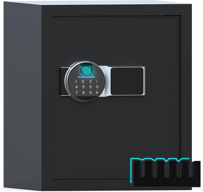 Photo 1 of Biometric Fingerprint Safe Box, 1.42 Cubic Feet Smart Safes Modern Minimalism Design Touch Screen Safe with Digital Virtual Password Steel Security Money Safes Lock Box for Home, Wardrobe, Office
