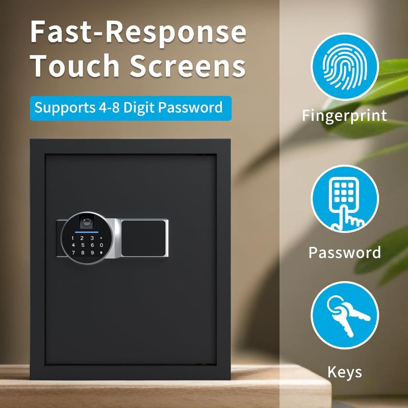 Photo 1 of Biometric Fingerprint Safe Box, 1.42 Cubic Feet Smart Safes Modern Minimalism Design Touch Screen Safe with Digital Virtual Password Steel Security Money Safes Lock Box for Home, Wardrobe, Office

