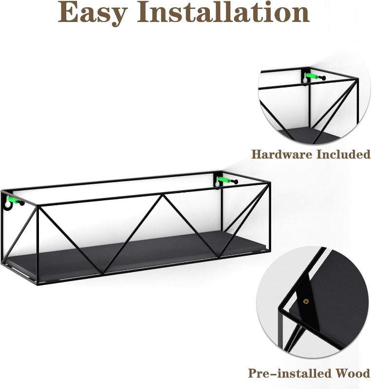 Photo 1 of CRUGLA Black Floating Shelves Wall Mounted Set of 5, Hanging Storage Wall Shelf for Bathroom, Bedroom, Living Room, Kitchen