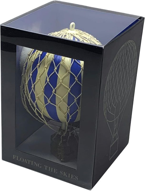 Photo 1 of Authentic Models, Floating The Skies Air Balloon, Hanging Home Decor - 5.3 Inch Height, Historic Hot Air Balloon Model for Home Decor, Detailed Vintage Decorations to Hang from Ceiling - Blue