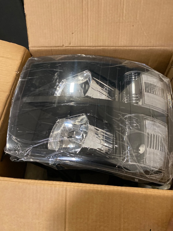Photo 1 of Headlight Assembly Compatible with 2007-2013 Chevy Chevrolet Silverado 1500 2500HD 3500HD Front Lamp with Bulb Black Housing/Clear Lens/Clear Corner