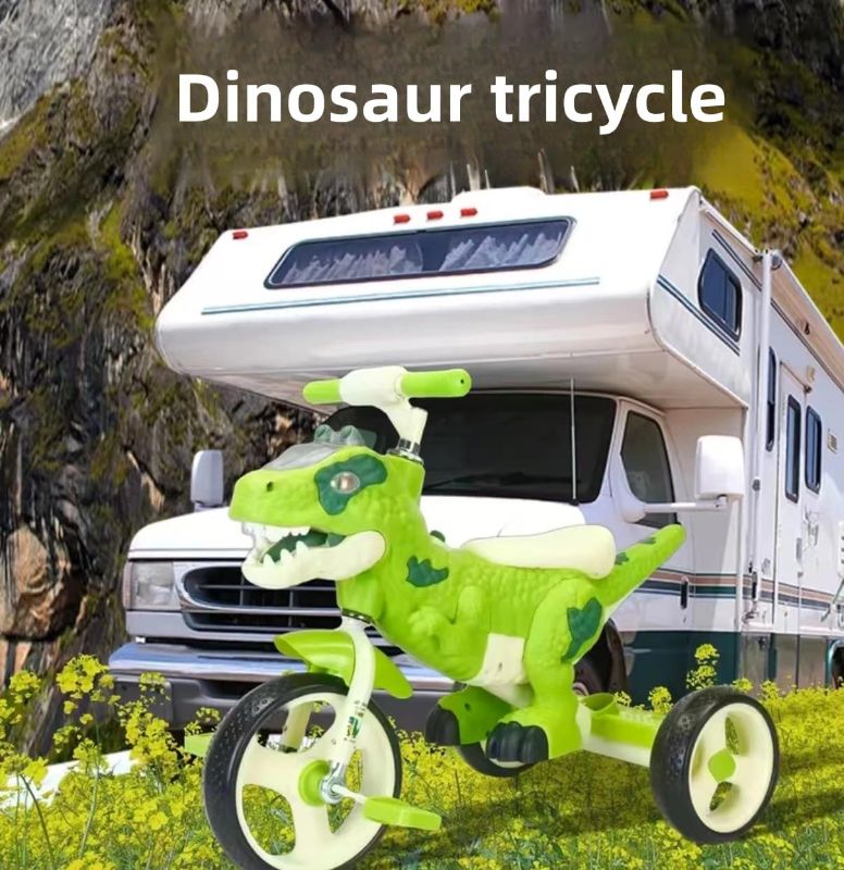 Photo 1 of Dinosaur Kids Tricycle for Rider- Toddlers Kid Trike Bike Big Wheel with Music, Storage Basket,Indoor/Outdoor Preschool Daycare Kids Bike,Best Gift for 3-7 Year Old Girls & Boys (Green)