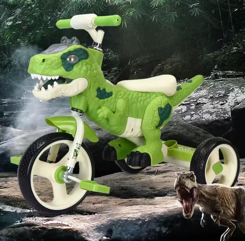 Photo 1 of Dinosaur Kids Tricycle for Rider- Toddlers Kid Trike Bike Big Wheel with Music, Storage Basket,Indoor/Outdoor Preschool Daycare Kids Bike,Best Gift for 3-7 Year Old Girls & Boys (Green)