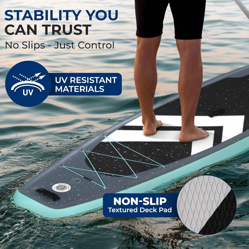 Photo 1 of SereneLife Ultra-Light Inflatable Stand Up Paddle Board with Premium SUP Accessories - Extra Wide Stable Design with Non-Slip EVA Deck Pad for Youth and Adults of All Skill Levels - 350 lbs Capacity