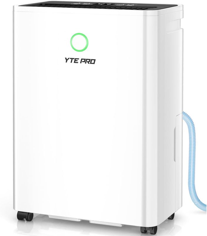 Photo 1 of 1500Sq.Ft Dehumidifier, 30Pint Dehumidifiers for Home, Quiet Dehumidifier for Bathroom, Basement, Bedroom and RV, with 6.56FT Drain Hose,0.66Gal Water Tank, 3-Color Humidity Light