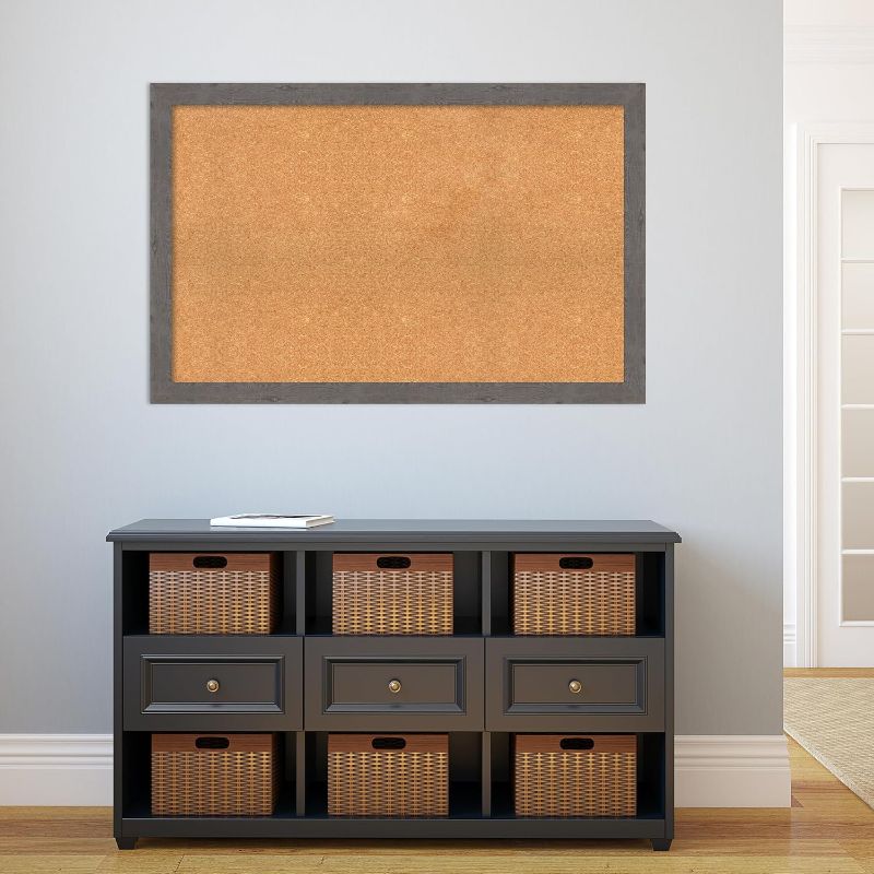 Photo 1 of Made for Amazon Frame for Echo Show 15 (Gen 2, 2024 Release)Amanti Art Natural Cork Board for Wall, 29x45 Vision Board with Grey Frame, Oversize Corkboard Office Decor for Home Organization, Country Rustic Corkboard Pinboard to Display Items for Home