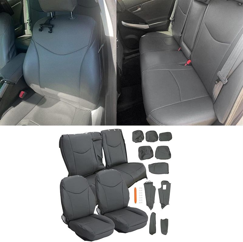 Photo 1 of Synthetic Leather Seat Covers Compatible with 2010-2015 Toyota Prius -Gray Front Rear