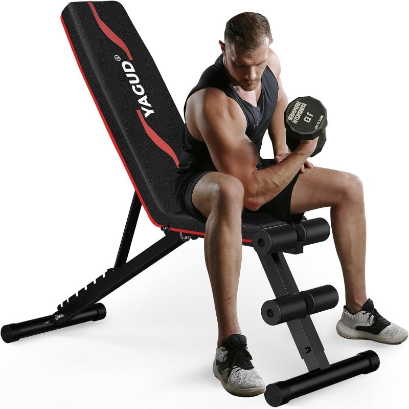 Photo 1 of Weight Bench Press, Adjustable Workout Benches for Home Gym Dumbbell Exercise, 800 LB Stable Incline Decline Bench for Full Body Workout, 2 Sec Fast Folding Strength Training Sit up Bench