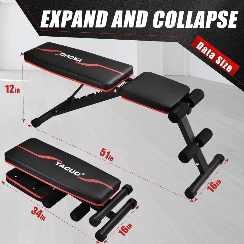 Photo 1 of Weight Bench Press, Adjustable Workout Benches for Home Gym Dumbbell Exercise, 800 LB Stable Incline Decline Bench for Full Body Workout, 2 Sec Fast Folding Strength Training Sit up Bench