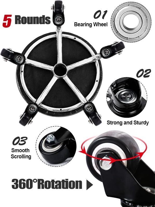 Photo 1 of Lorvain Low Stool with Wheels, Roller Seat Short Rolling Stools with Universal Swivel Caster Wheels Leather Little Low Small Stools on Wheels for Home Garage to sit on- Black