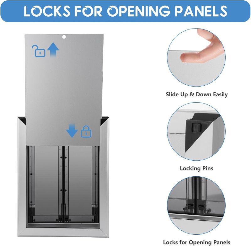 Photo 1 of Large Dog Door, Weatherproof Aluminum Dog Door with Automatic Closing Double Panels Easy to Install Pet Door for Large Dogs and Cats, Closing Panel Included