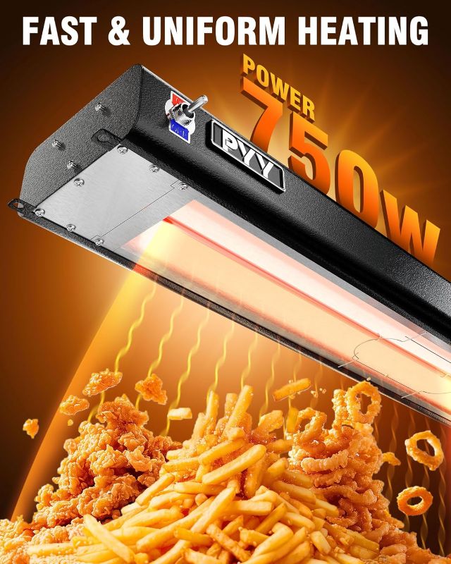 Photo 1 of PYY 35 Inch Food Heat Lamp Aluminum Infrared Strip Heater Overhead Food Warmer Light Electric Commercial Grade for Restaurant Buffet Catering Kitchen 750W