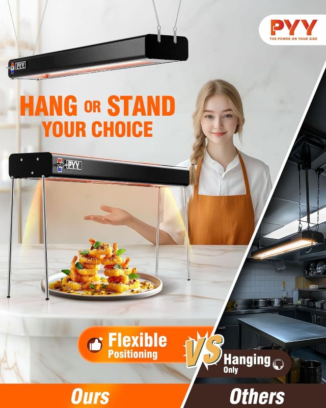 Photo 1 of PYY 35 Inch Food Heat Lamp Aluminum Infrared Strip Heater Overhead Food Warmer Light Electric Commercial Grade for Restaurant Buffet Catering Kitchen 750W