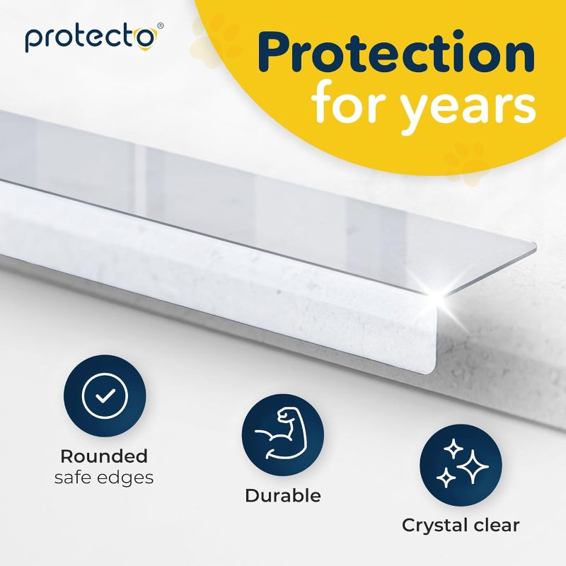 Photo 1 of PROTECTO Window Sill Protector from Dogs - 35.5 x 5.1 Clear Window Guards from Cats Scratching, Chewing & Clawing | Keep Your Sills Smooth & Paws Safe | Ultra Strong Window Sill Cover Protection