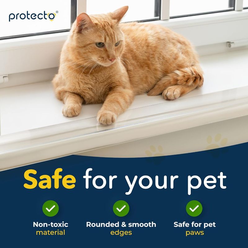 Photo 1 of PROTECTO Window Sill Protector from Dogs - 35.5 x 5.1 Clear Window Guards from Cats Scratching, Chewing & Clawing | Keep Your Sills Smooth & Paws Safe | Ultra Strong Window Sill Cover Protection