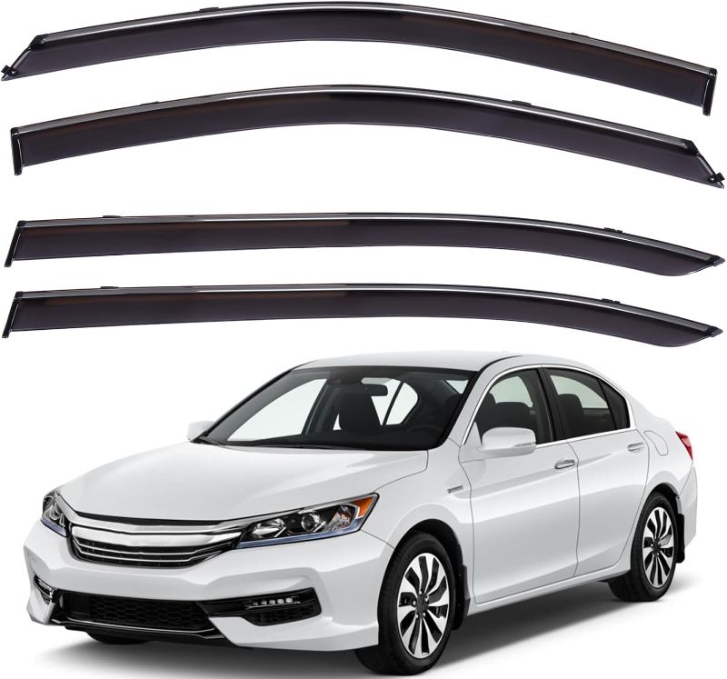 Photo 1 of LUJUNTEC Rain Guards Compatible with 2013-2017 for Honda for Accord EX Sedan 4-Door;for EX-L Sedan 4-Door;for Sport Sedan 4-Door Side Window Deflector Black,4-Piece