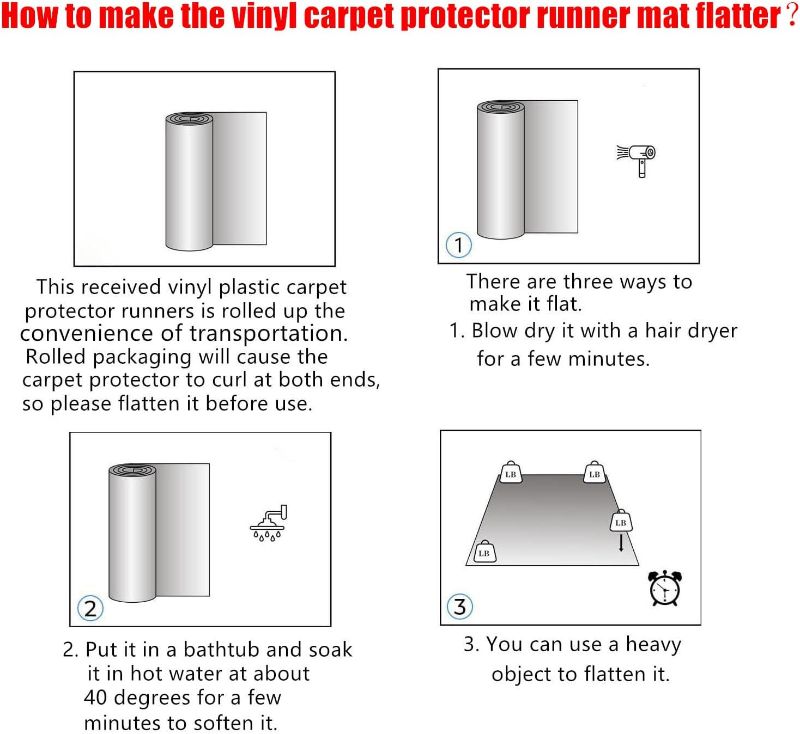 Photo 1 of Plastic Carpet Runner 27in x 6ft Clear Floor Runner for Carpet Protection with Spikes Non-Slip & Stain-Resistant Rug Protector for Carpeted Hallway or Entrance or Other Foot Traffic Areas