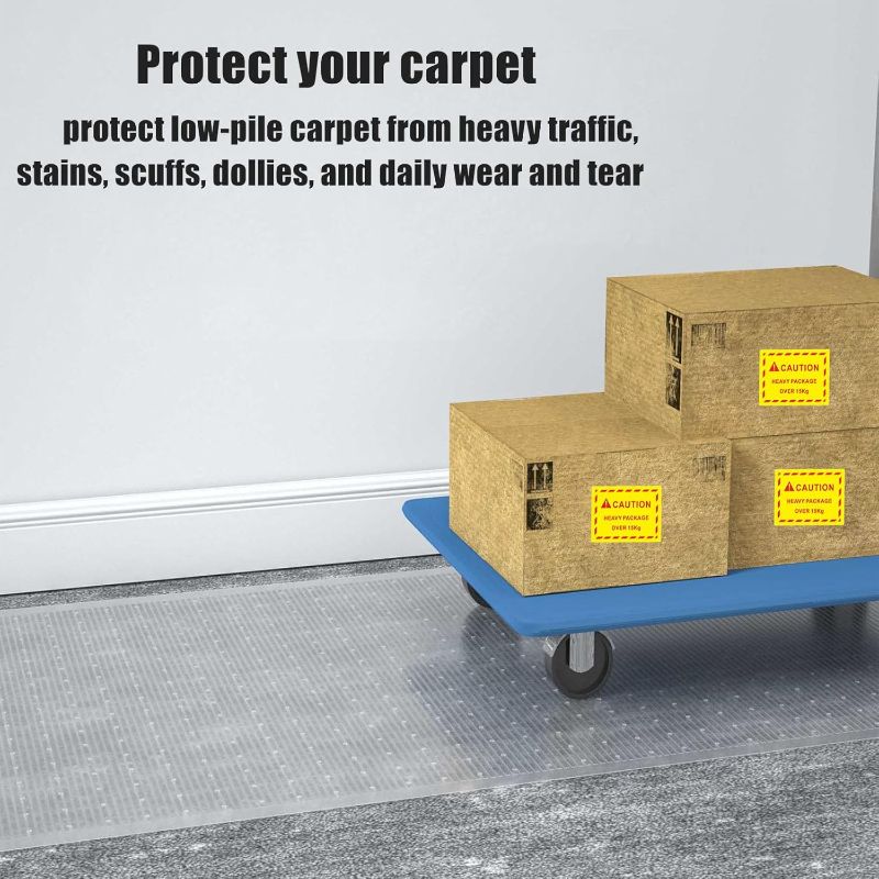 Photo 1 of Plastic Carpet Runner 27in x 6ft Clear Floor Runner for Carpet Protection with Spikes Non-Slip & Stain-Resistant Rug Protector for Carpeted Hallway or Entrance or Other Foot Traffic Areas