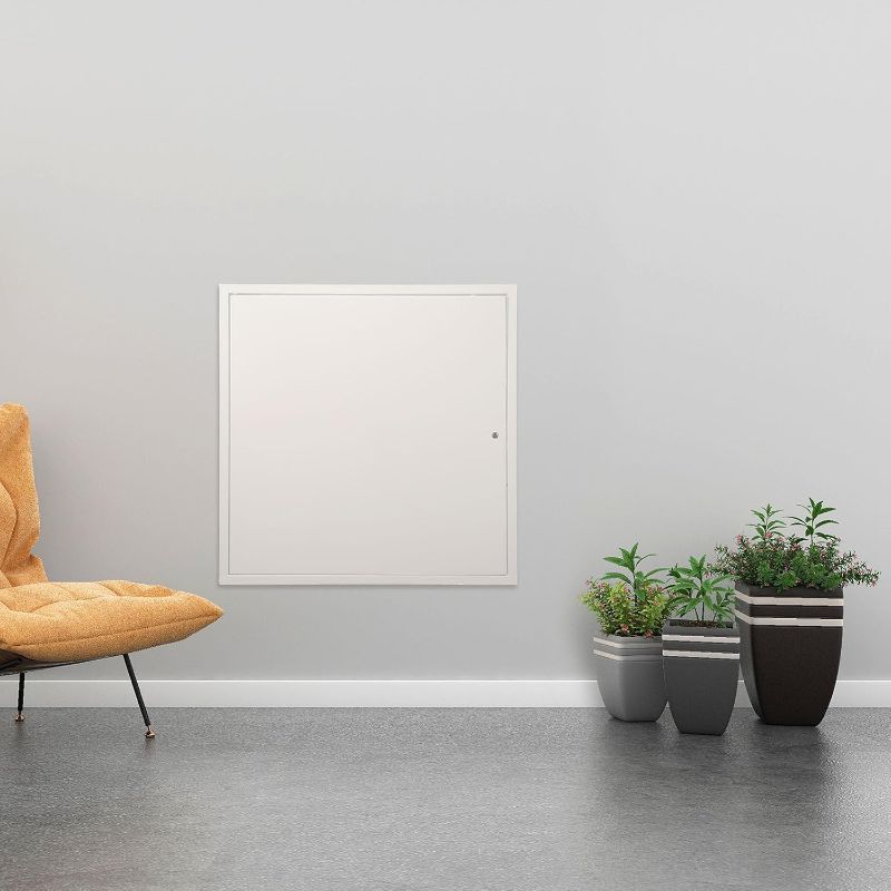 Photo 1 of VEVOR Metal Access Panel for Drywall Ceiling, 24 x 24 Inch Plumbing Access Doors with Cam Latch Lock, Heavy-Duty Steel Wall Hole Cover, Easy Install Removable Hinged Panel for Wiring & Cables, Silver