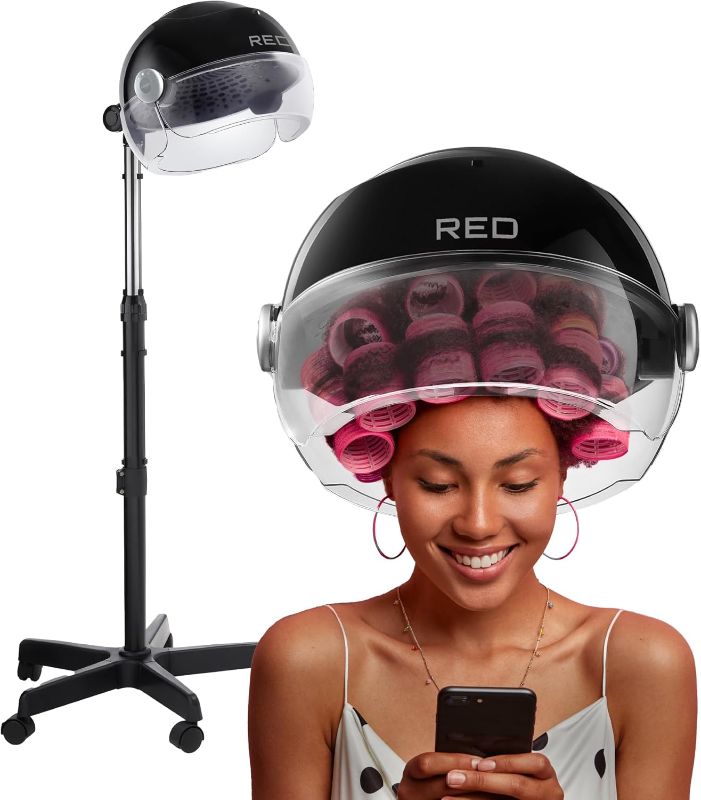 Photo 1 of RED by Kiss 3000 Ceramic Stand Hood Dryer with Digital Timer, Adjustable Height, 360° Wheels, 3 Temp Settings, Quick Drying, Comfortable Hood, Ideal for Home & Salon Use