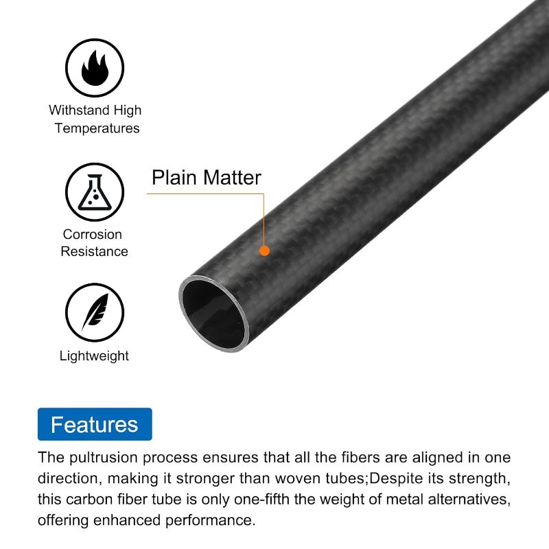 Photo 1 of uxcell 4Pcs Carbon Fiber Tubes 14 x 16 x 330mm Matte Surface Rod 3K Roll Wrapped Carbon Round Tubing for RC Airplane Quadcopter Multicopter