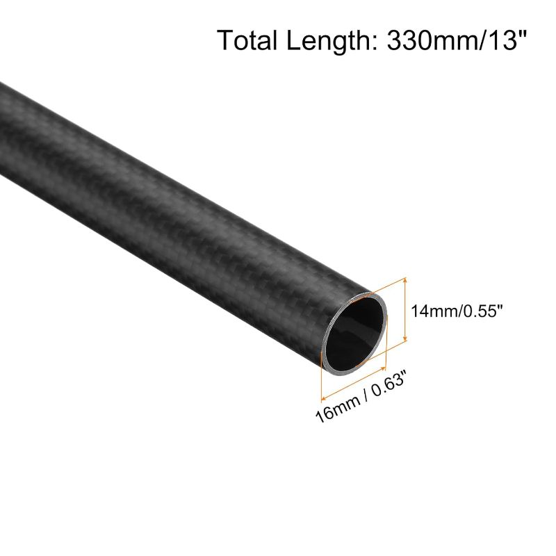 Photo 1 of uxcell 4Pcs Carbon Fiber Tubes 14 x 16 x 330mm Matte Surface Rod 3K Roll Wrapped Carbon Round Tubing for RC Airplane Quadcopter Multicopter