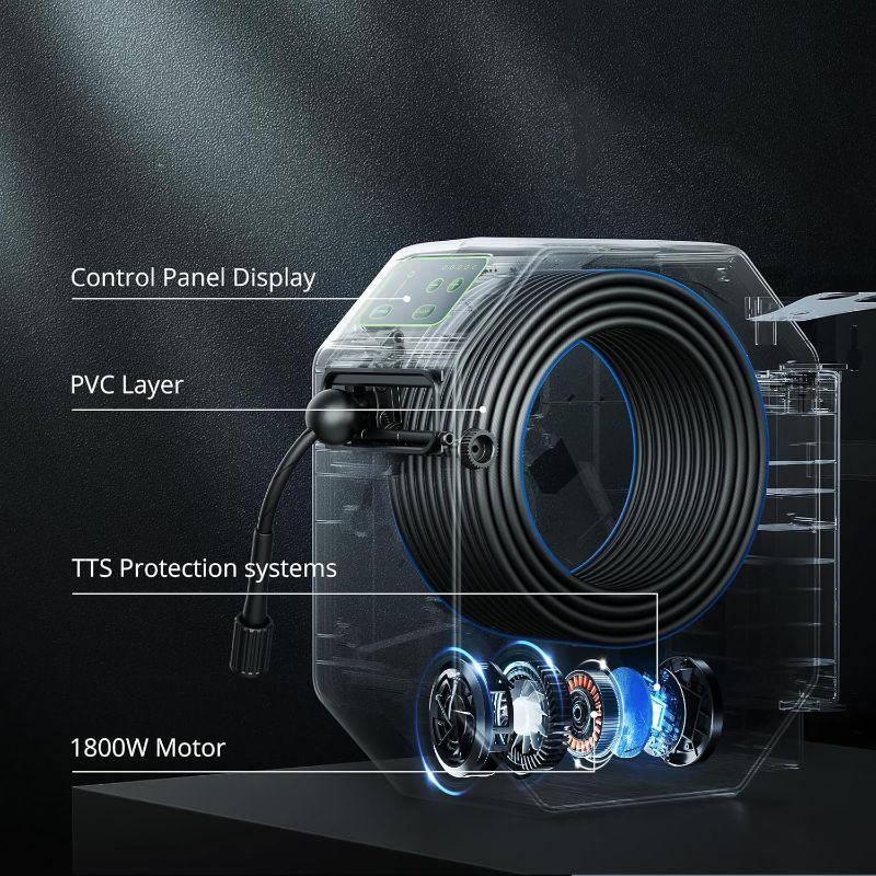 Photo 1 of 5500PSI Max Wall-Mounted Pressure Washer, Electric Pressure Washer, Remote Controlled Power Washer with 100ft Replaceable & Retractable Reel, Wall Hanging Pressure Washers