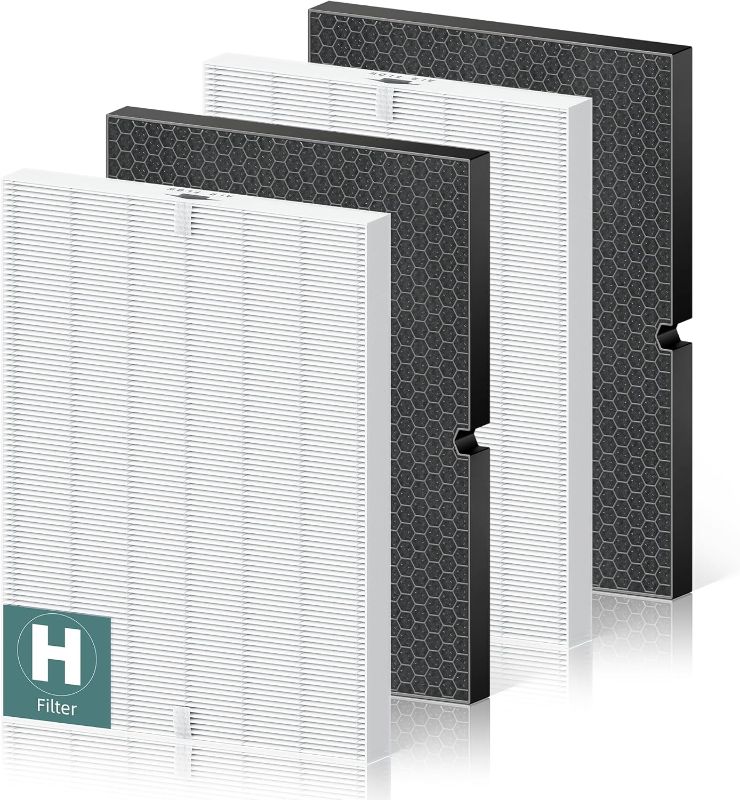 Photo 1 of 116130 Replacement Filter H for Winix 5500-2 AM80 Plasmawave Air Purifier, True HEPA Filter and Activated Carbon Filter Combo Pack, 2 Set