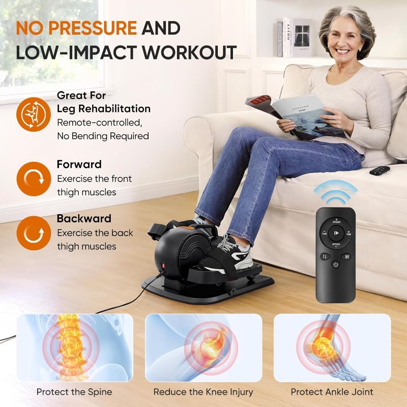 Photo 1 of Dripex Under Desk Elliptical Machine, 3-in-1 Electric Ellipse Leg Exerciser As Seen On TV, 10 Adjustable Speed & Resistance, Seated Pedal Exerciser for Seniors with Remote, Fully Assembled