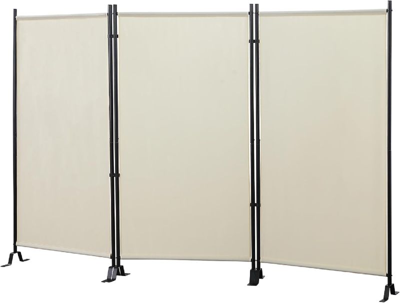 Photo 1 of Proman Products - Galaxy Section Divider, Water Repellent Fabric Room Divider with Black Powder Coated Metal Frame for Indoors or Outdoors (Beige)