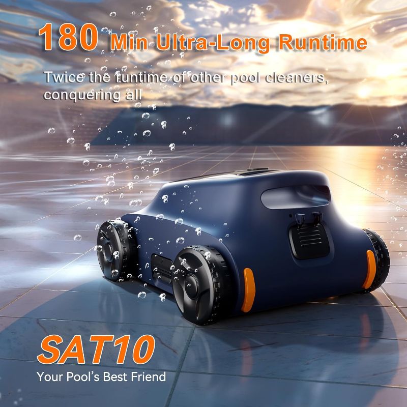 Photo 1 of Cordless Pool Vacuum for Above Ground Pool, Robotic Pool Cleaner for Floor Cleaning, 130 Min Runtime, Powerful Suction, Self-Parking, Above Ground Pool Vacuum for Inground Pools up to 1291 Sq.ft