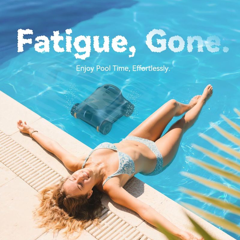 Photo 1 of Cordless Pool Vacuum for Above Ground Pool, Robotic Pool Cleaner for Floor Cleaning, 130 Min Runtime, Powerful Suction, Self-Parking, Above Ground Pool Vacuum for Inground Pools up to 1291 Sq.ft