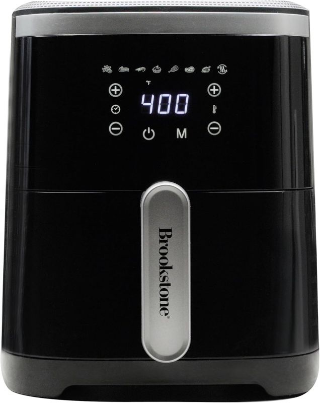 Photo 1 of Brookstone Air Fryer – 4.5 Qt, 1300W Large Capacity Fryer with LED Display, 8 Presets, Adjustable Temp, Oil-Free Kitchen Appliance for Baking, Roasting, Frying, Healthy Crispy Meals, Black