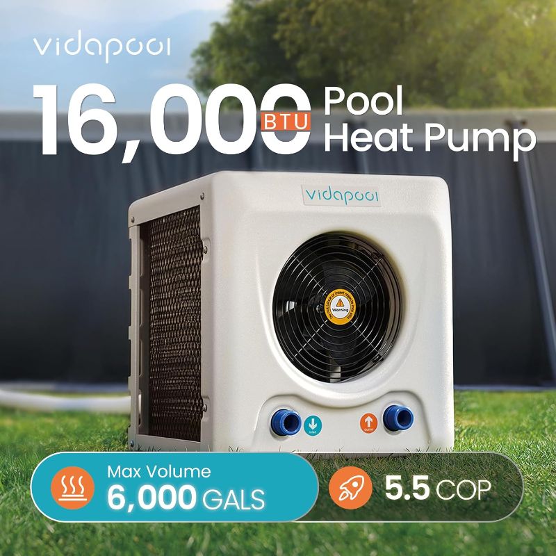 Photo 1 of 16,000 BTU Swimming Pool Heat Pump Electric Pool Heater for Above Ground Pools Up to 6,000 Gallons,Heating and Cooling Pool Heater 120V