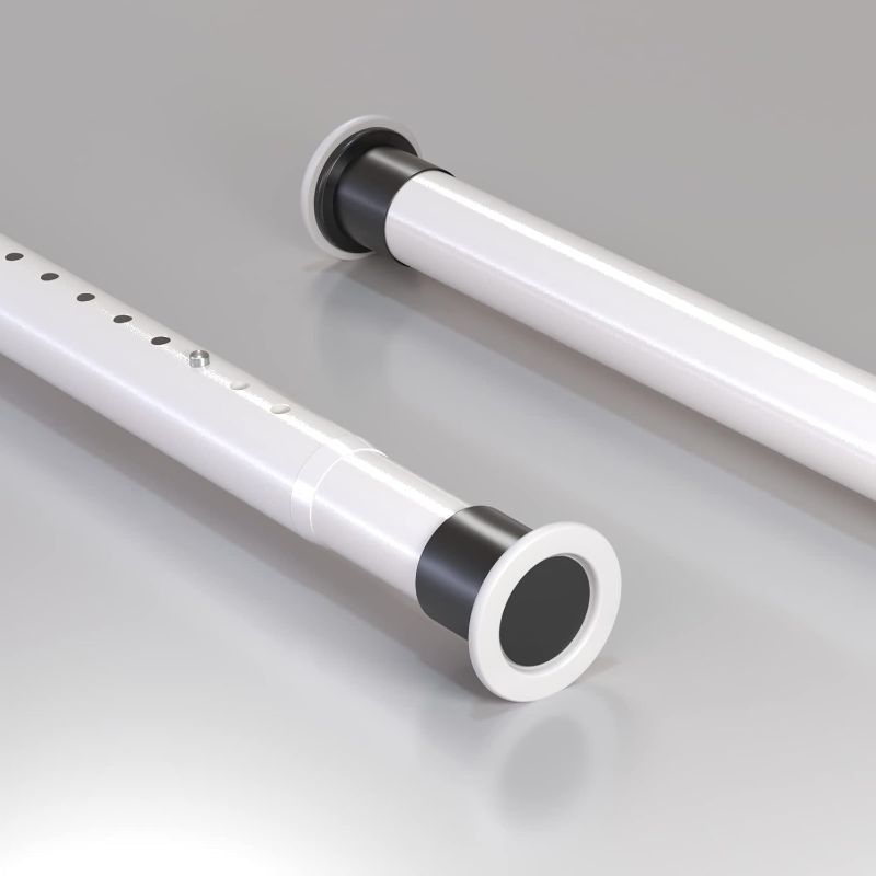 Photo 1 of Homease Tension Shower Curtain Rods 102.4-122 IN Room Divider Never Rust Adjustable Spring Rods for Window Bathroom Balcony Storeroom Laundry Non-slip No Drilling Easy to Install Grey