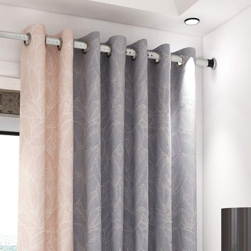 Photo 1 of Homease Tension Shower Curtain Rods 102.4-122 IN Room Divider Never Rust Adjustable Spring Rods for Window Bathroom Balcony Storeroom Laundry Non-slip No Drilling Easy to Install Grey