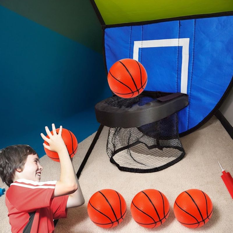 Photo 1 of Curved Trampoline Tyre - Adjustable Basketball Attachment with Soft Balls and Pump, Fun Rebounder for Children’s Playgrounds.