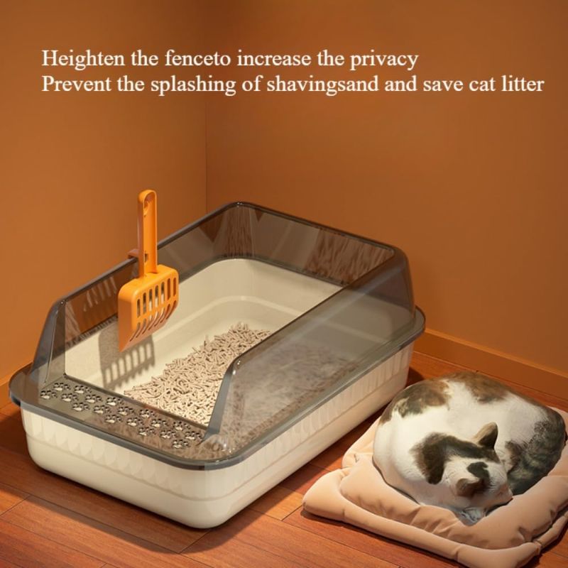 Photo 1 of Pet Litter Box for Cat Open Large Capacity Anti-Splash Shovel Cats Toilet Pet Sandbox Kitten Tray Bedpan Cleaning Basin Supplies