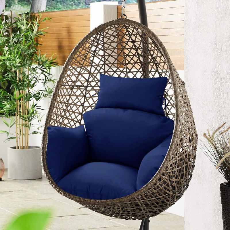 Photo 1 of Egg Chair Cushion – Outdoor Hanging Chair Cushion, Replacement Cushions for Patio Swing, Waterproof, Fade- Resistant, Removable & Machine Washable Cover, Navy Blue
