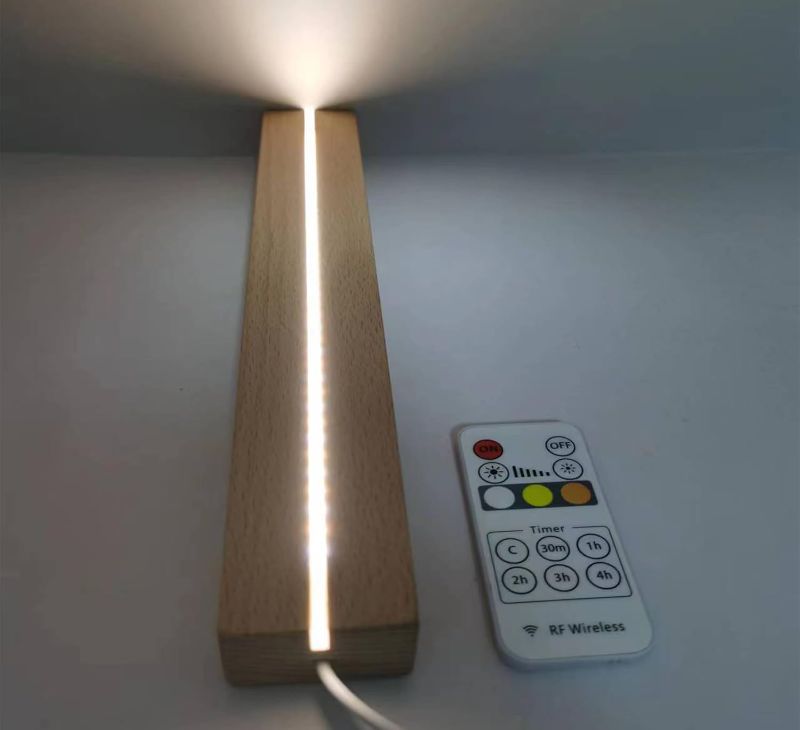 Photo 1 of 1 Pcs LED Light Display Pedestal Wooden Rectangle LED Lighted Base Stand 11.81 Inch Double Colors Dimming Night Light Lamp Base for Crystal Glass Art Resin Jewelry, Room Decor With remote control